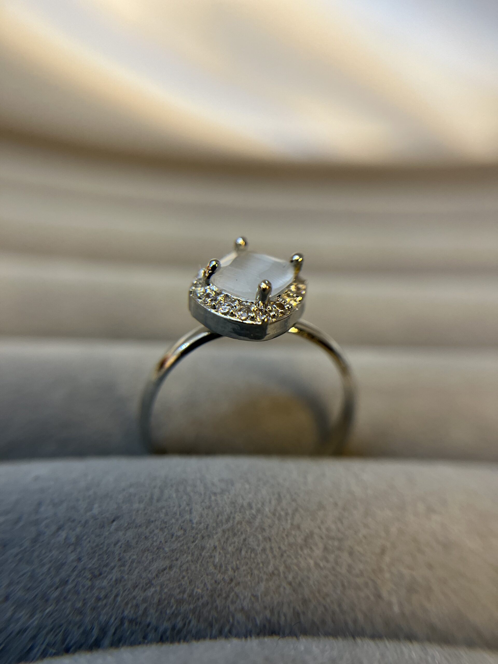 Moonlight Muse Ring - CZ white stone ring