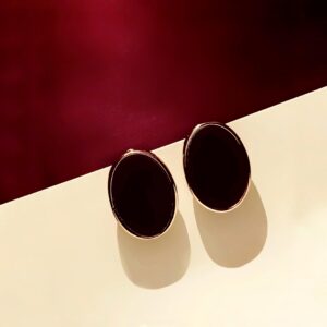 Black Statement Studs - Oval
