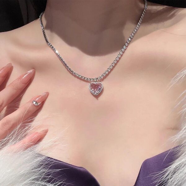 BARBIECORE DRIP - Pink heart diamond choker - Image 2