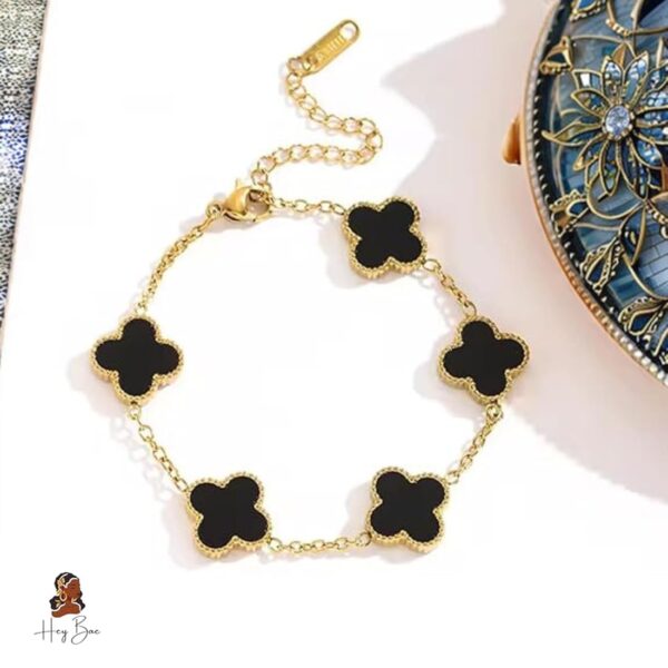 BLACK CLOVER BRACELET - 18K Gold Plated Anti-Tarnished Bracelet - Image 3