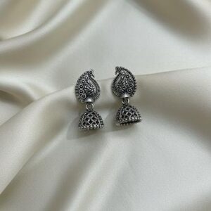 Midnight Matte - oxidised silver jhumka