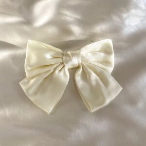 Premium silk satin Hair Bow with Tail - cream