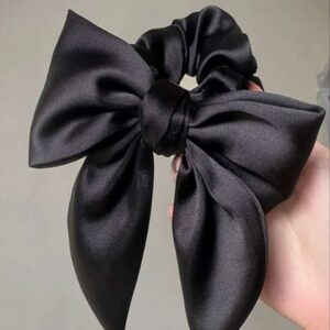 Premium silk satin Bow scrunchie - Black
