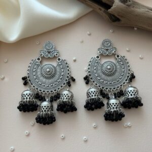 Retro Rani - Oxidised Earrings (Black)