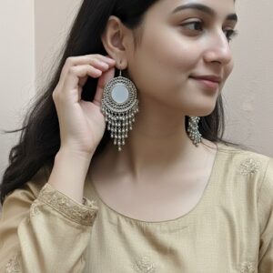 Moon Glow Jhumka - Oxidised